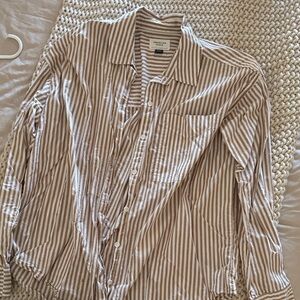 American Eagle Outfitters Brown Striped Button Down Shirt